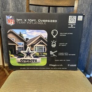 NFL Dallas Cowboys Inflatable 7ft. X 10ft. Oversized Football Decor NEW LightsUp
